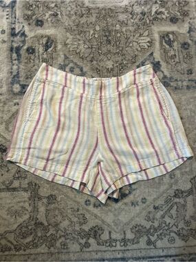 GAP Stripe Summer Linen-Blend Shorts - Pink & Yellow